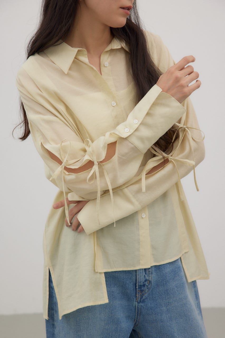 crie conforto | スリーブスラッシュシアーシャツ (シャツ・ブラウス