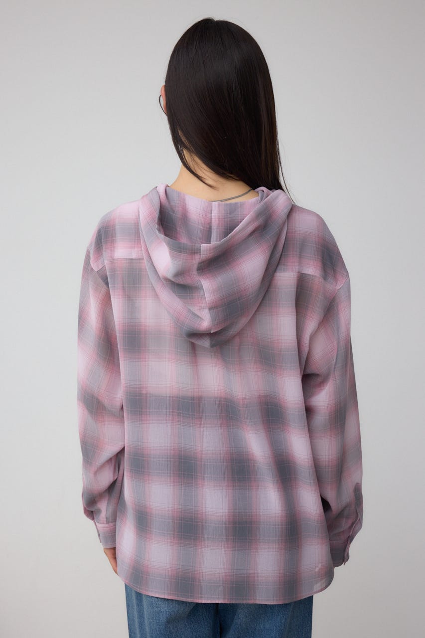 AZUL BY MOUSSY | シアーチェックフードシャツ (シャツ・ブラウス