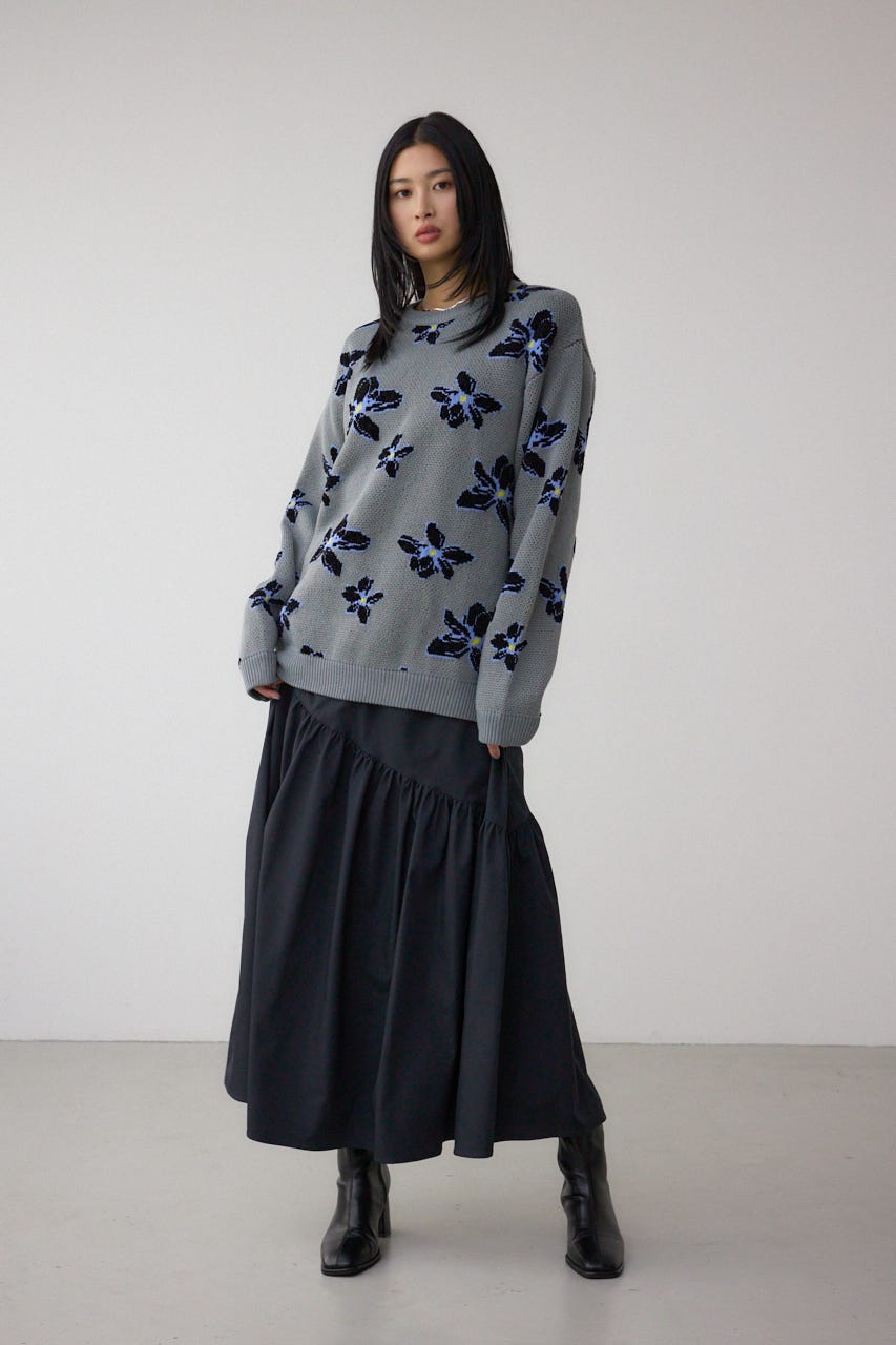 AZUL BY MOUSSY | フラワーダブルジャガードニット (ニット ) |SHEL