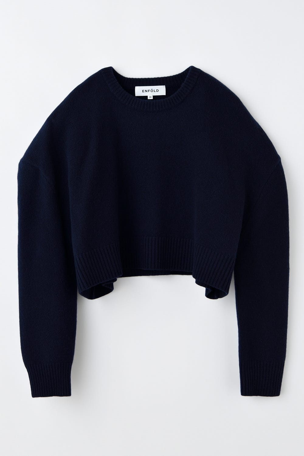 WIDE-SHOULDER CROPPED PULLOVER｜38｜D/NVY｜KNIT WEAR｜ENFÖLD