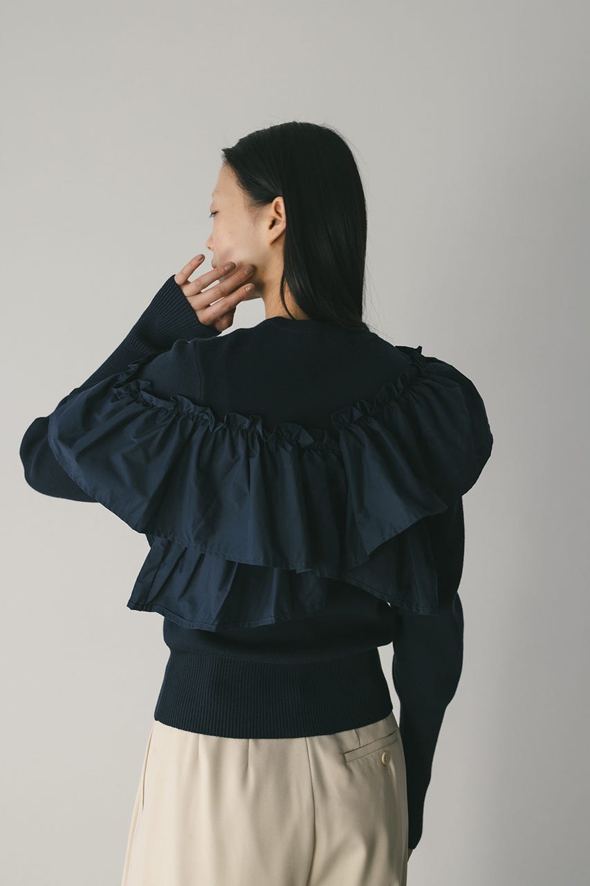 STYLEMIXER | アシンメトリーフリルニットトップ (ニット ) |SHEL'TTER