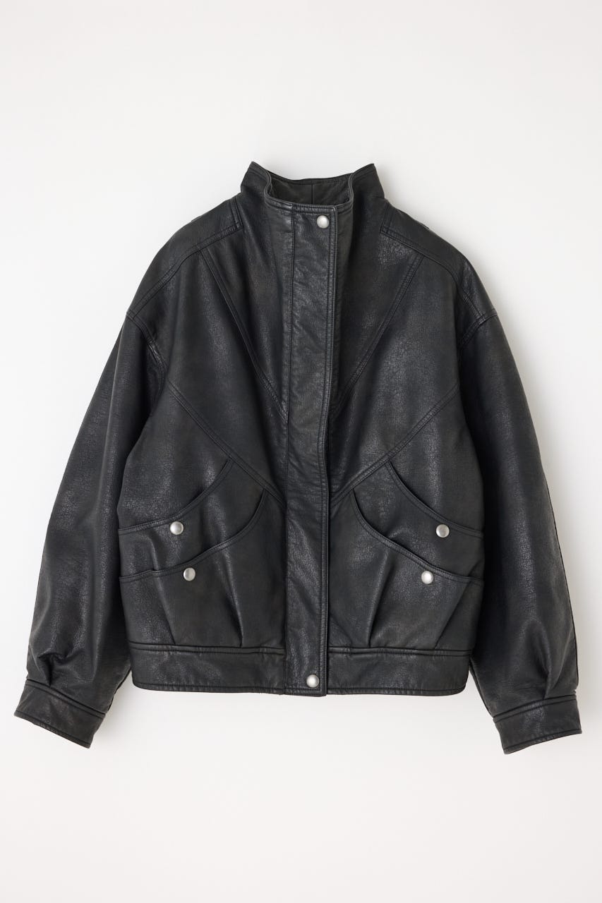 LAGUA GEM | STAND NECK FAUX LEATHER ブルゾン (ブルゾン ) |SHEL