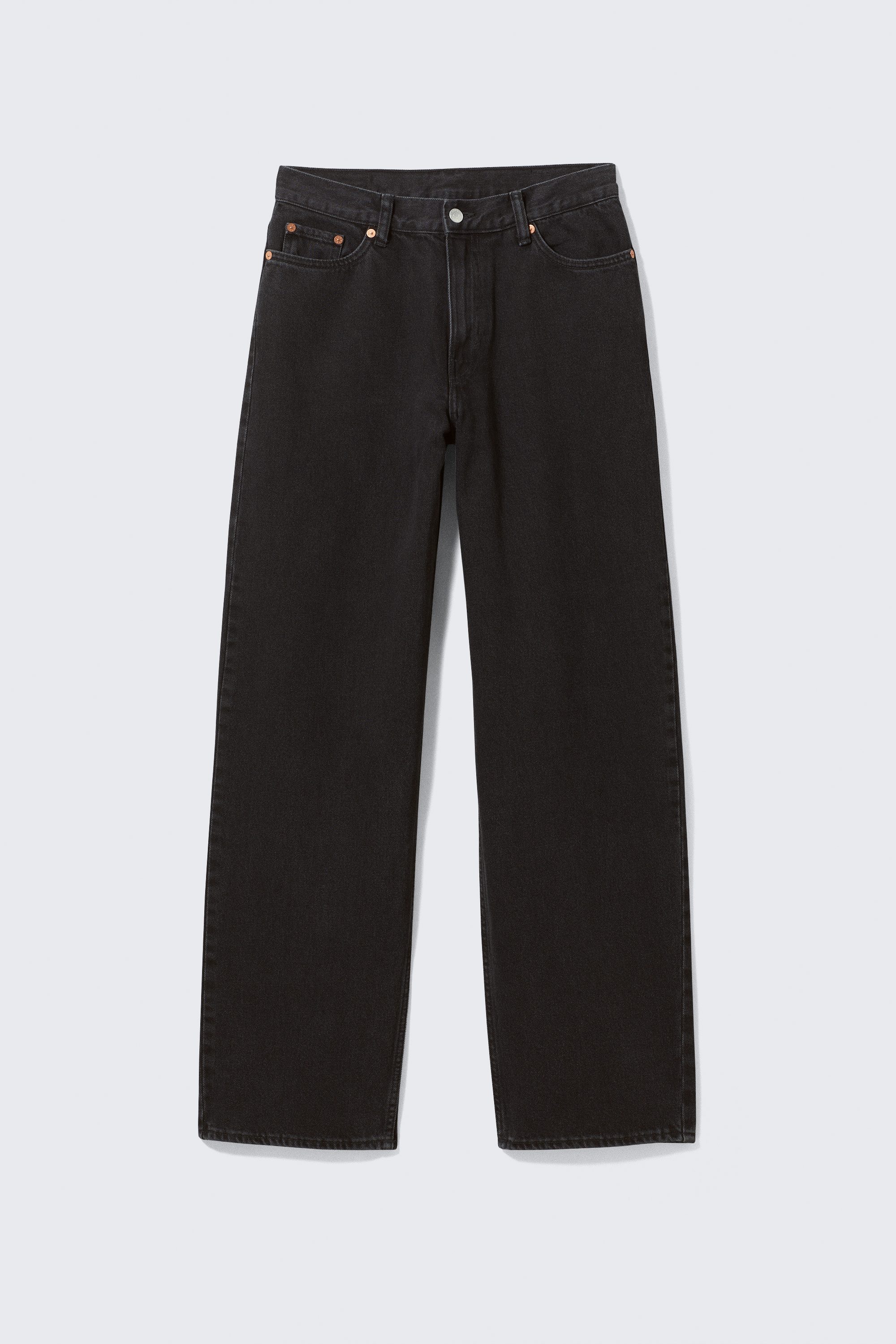 rail mid rise loose wide leg jeans - Ink Black - Black | Weekday WW
