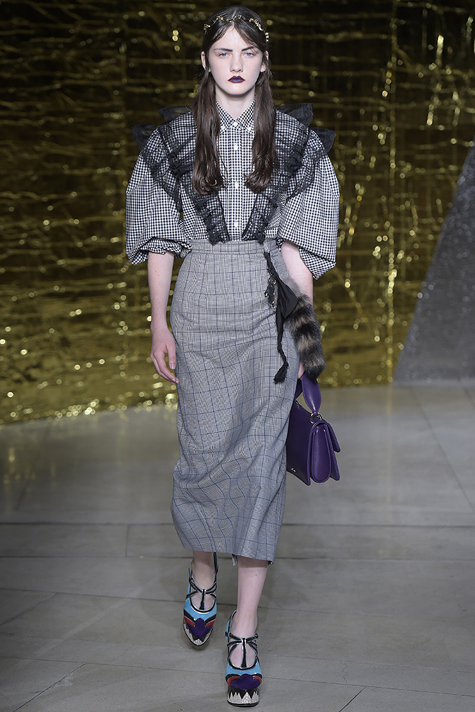 MIU MIU ミュウミュウ ウール混 Aラインスカート ビジュー装飾付 42