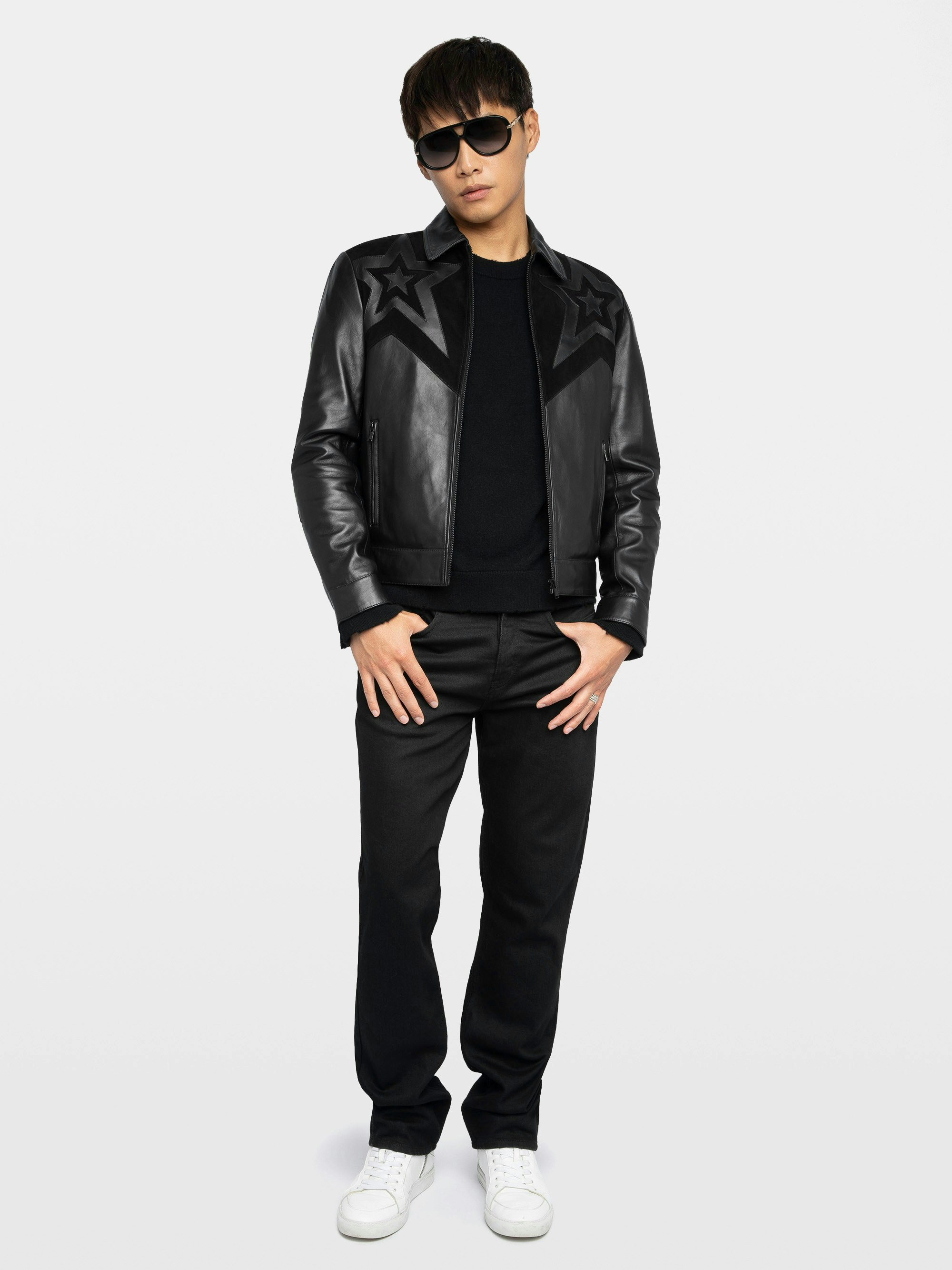 Men's Black Locky Star Leather Jacket | Zadig&Voltaire