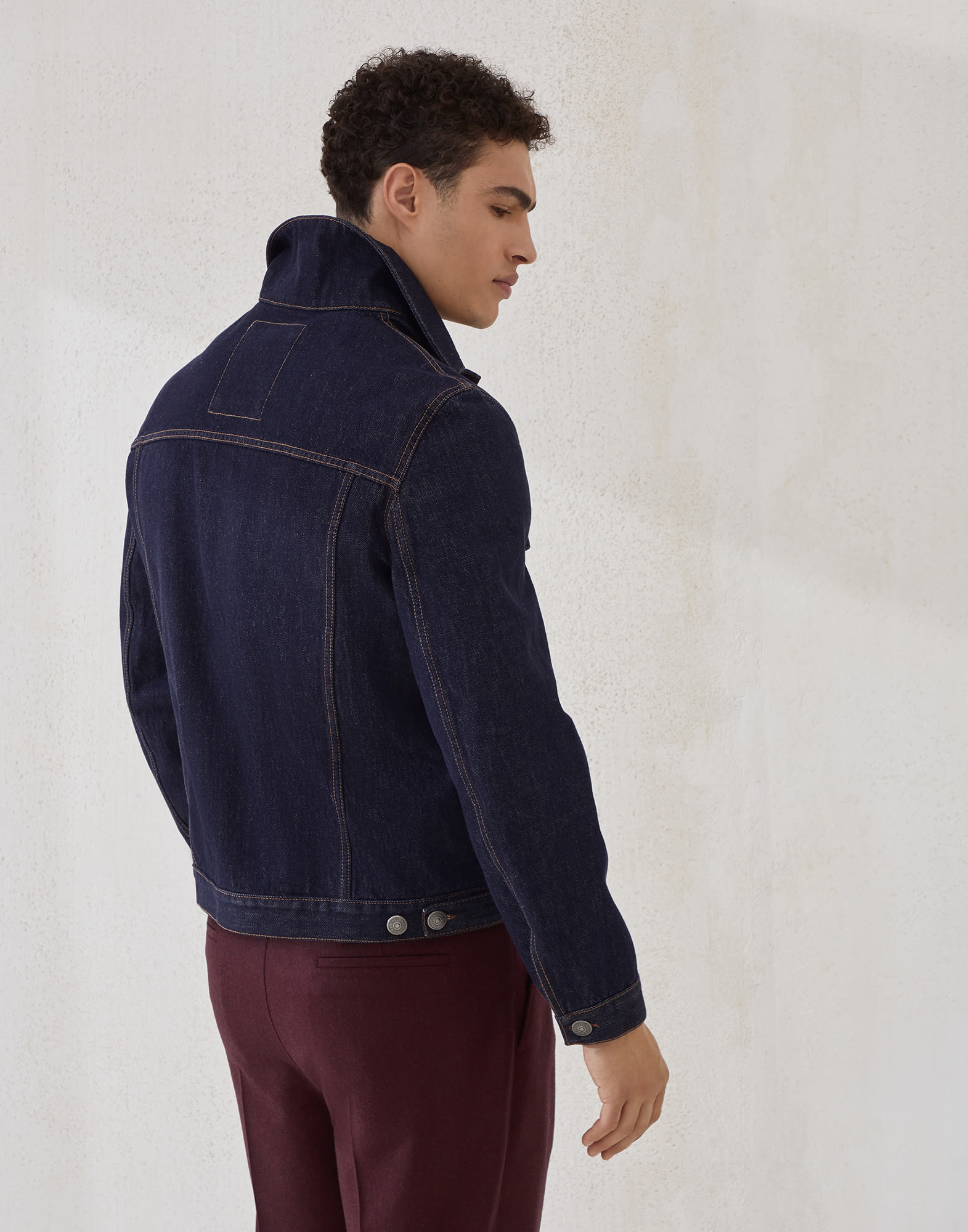 Four-pocket jacket for Man in Dark Denim | Brunello Cucinelli