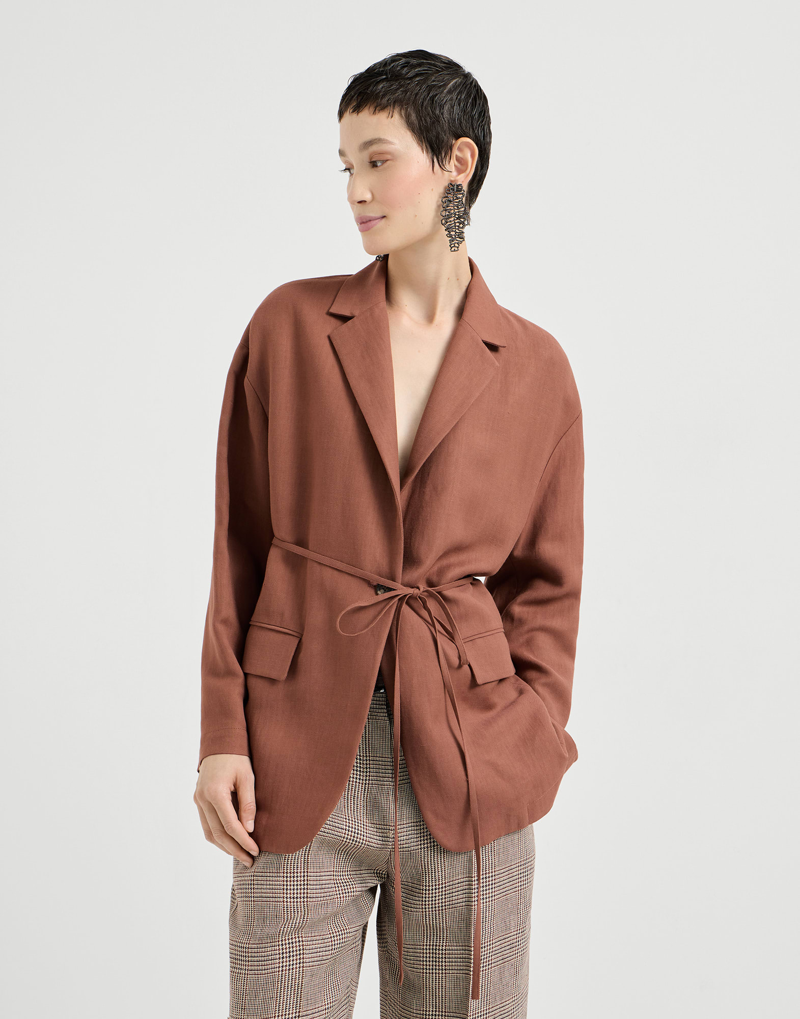 メンズ 向け ヘーゼルナッツ レザー ベルト | Brunello Cucinelli