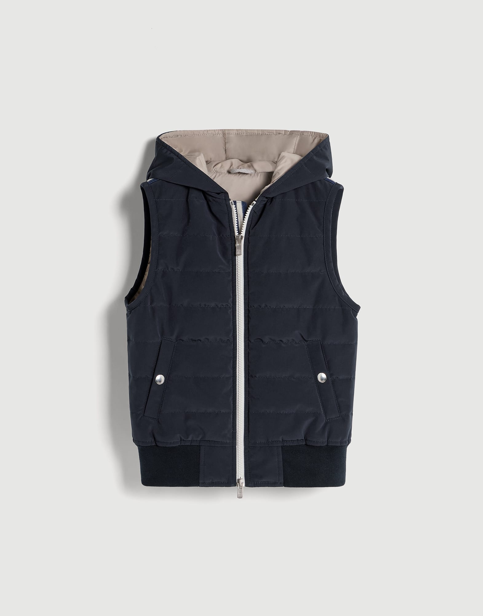 ボーイズ 向け ブルー フード付き ダウンベスト | Brunello Cucinelli