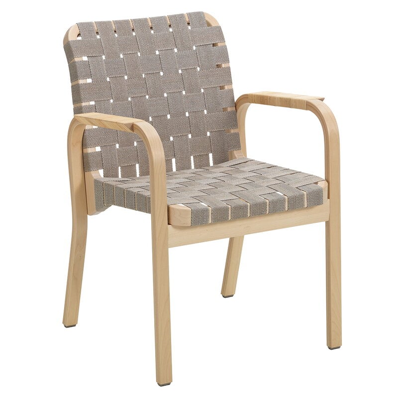 Artek Aalto Armchair 45, birch - natural/black webbing - rattan