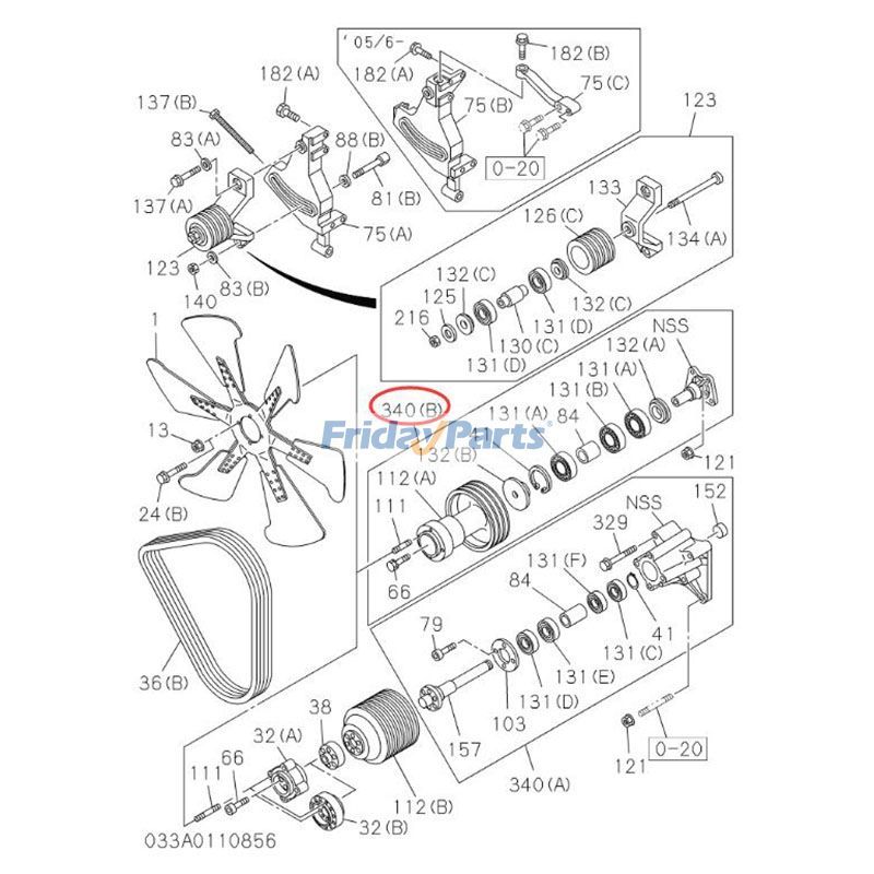 Center Fan Assembly 1136603600 for Hitachi Excavator ZX450