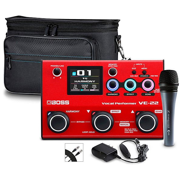 BOSS VE-22 Vocal Performer Bundle With E835 Microphone, XLR Cable