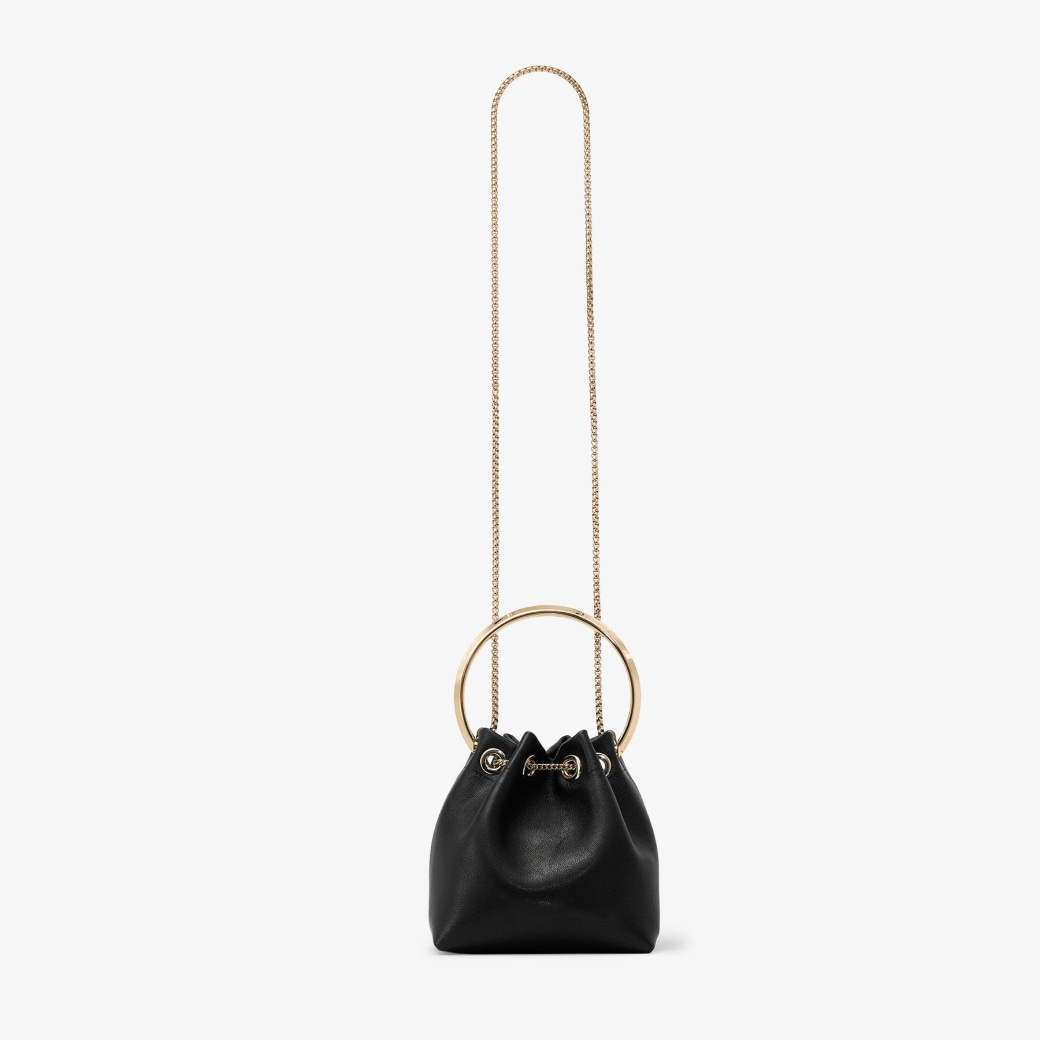 ボンボン |Black パール留めバイカーレザー・バッグ | JIMMY CHOO