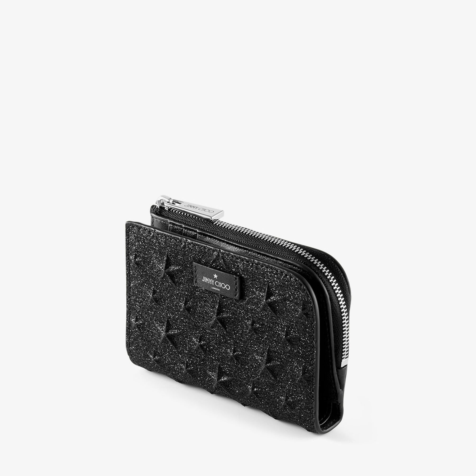 コンパクトジップ ウォレット M | ブラック エンボス加工グリッター