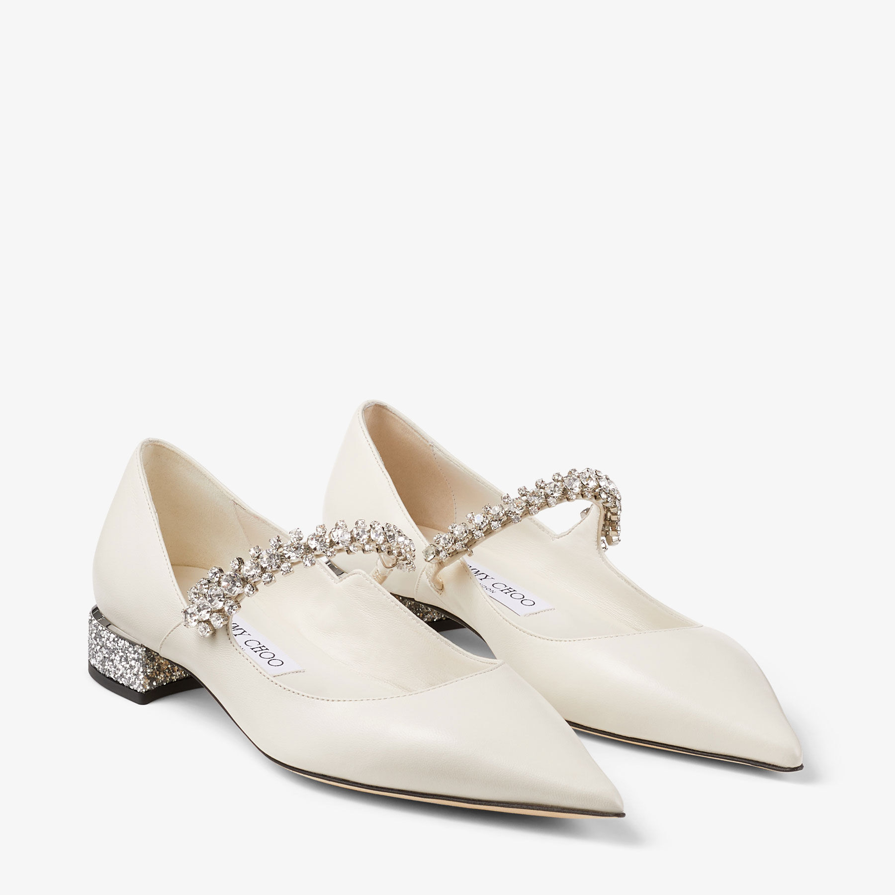 Bing Pump Flat | Latte/シルバー グリッターレザー・フラットシューズ