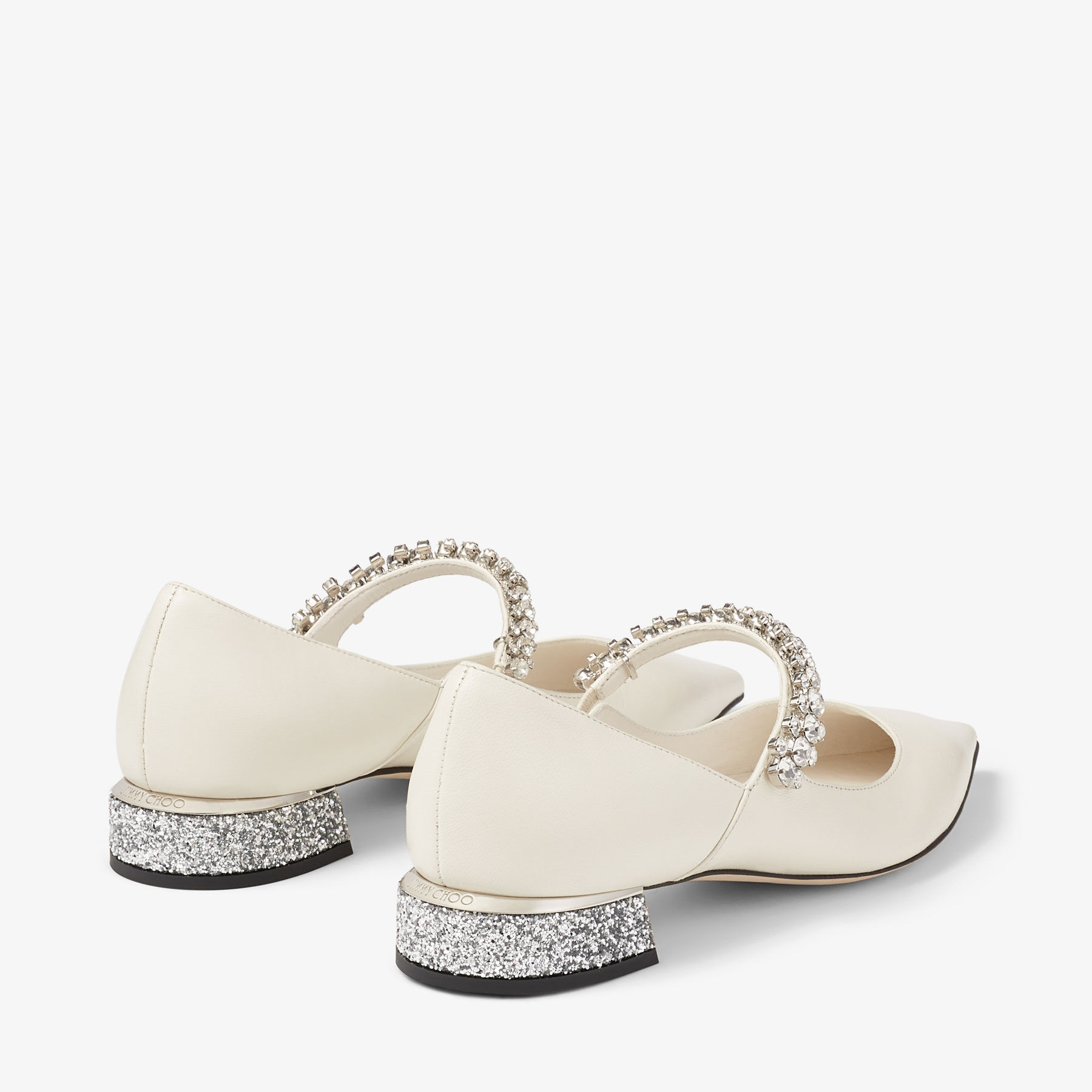 Bing Pump Flat | Latte/シルバー グリッターレザー・フラットシューズ