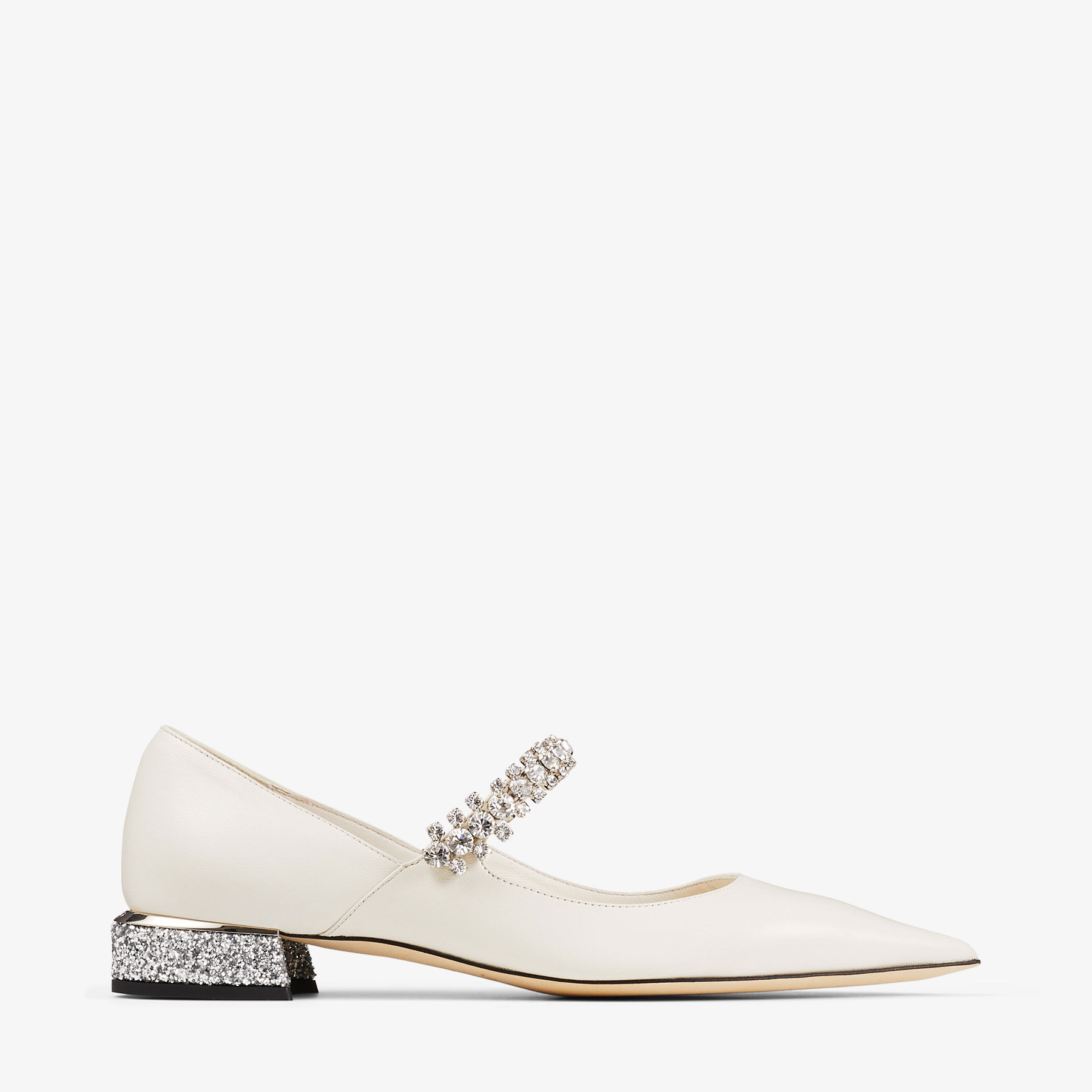 Bing Pump Flat | Latte/シルバー グリッターレザー・フラットシューズ