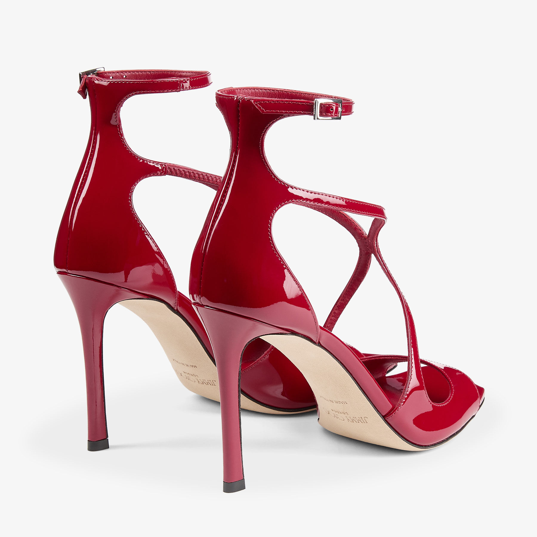 Azia 95 | Ruby Red Patent Leather Sandals | JIMMY CHOO