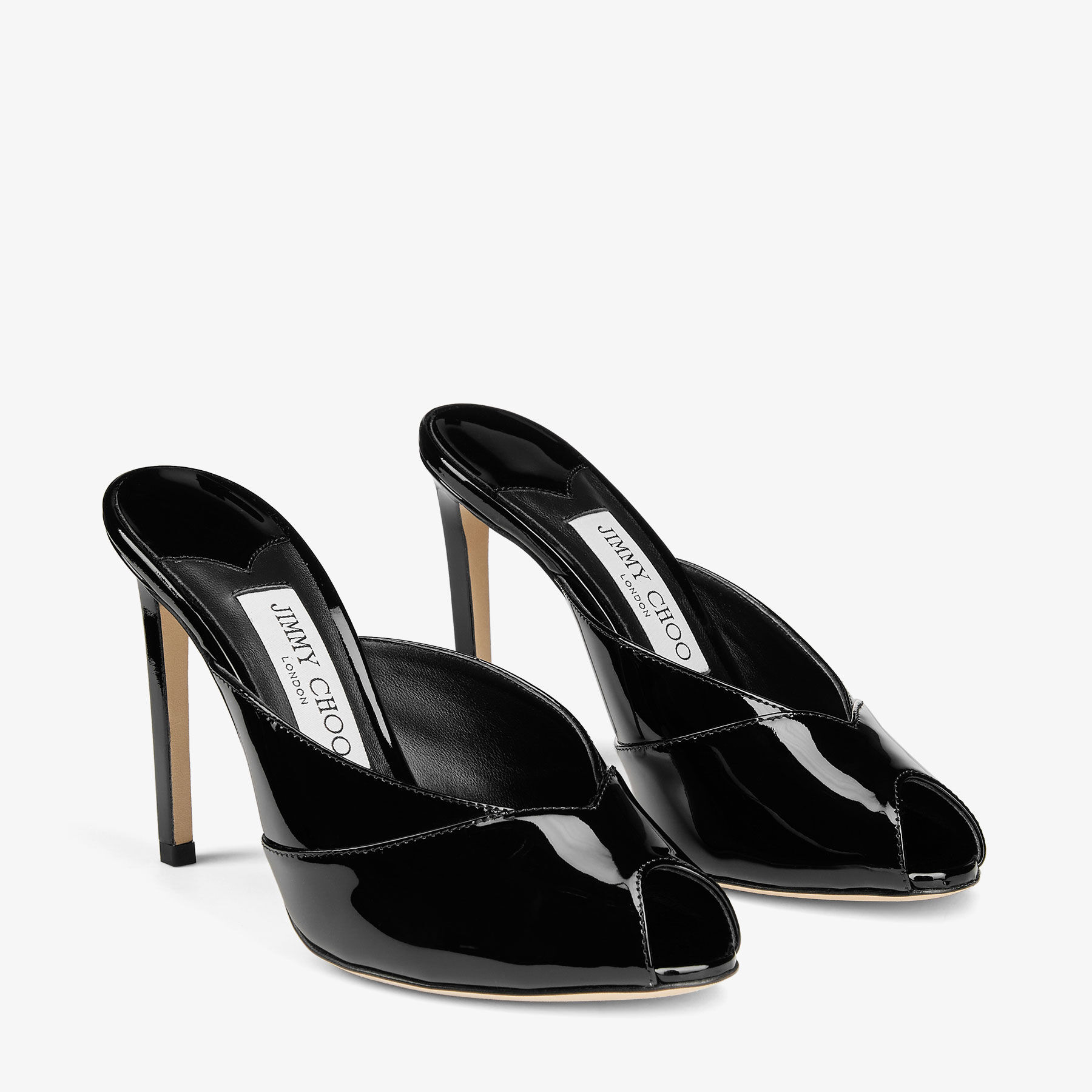 Brigitte Mule 100 | Black Patent Leather Mules | JIMMY CHOO