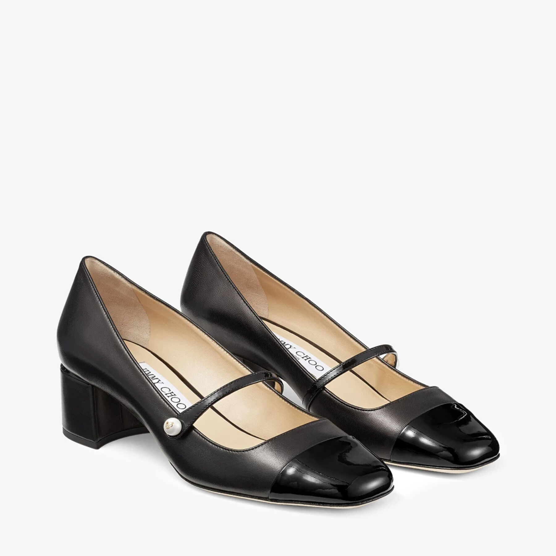ELISA 45 | Black Nappa and Patent Leather Pumps | Summer