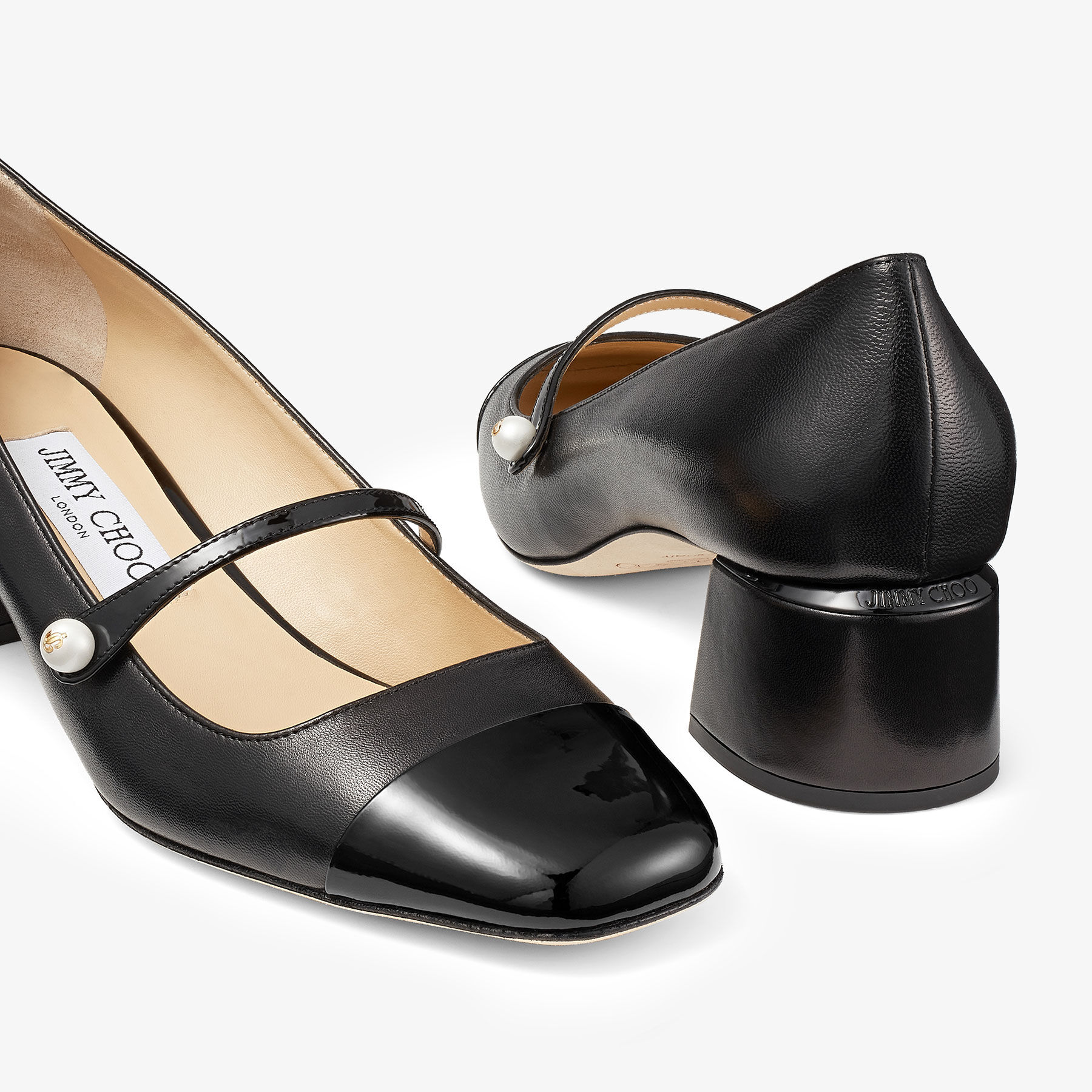 ELISA 45 | Black Nappa and Patent Leather Pumps | Summer