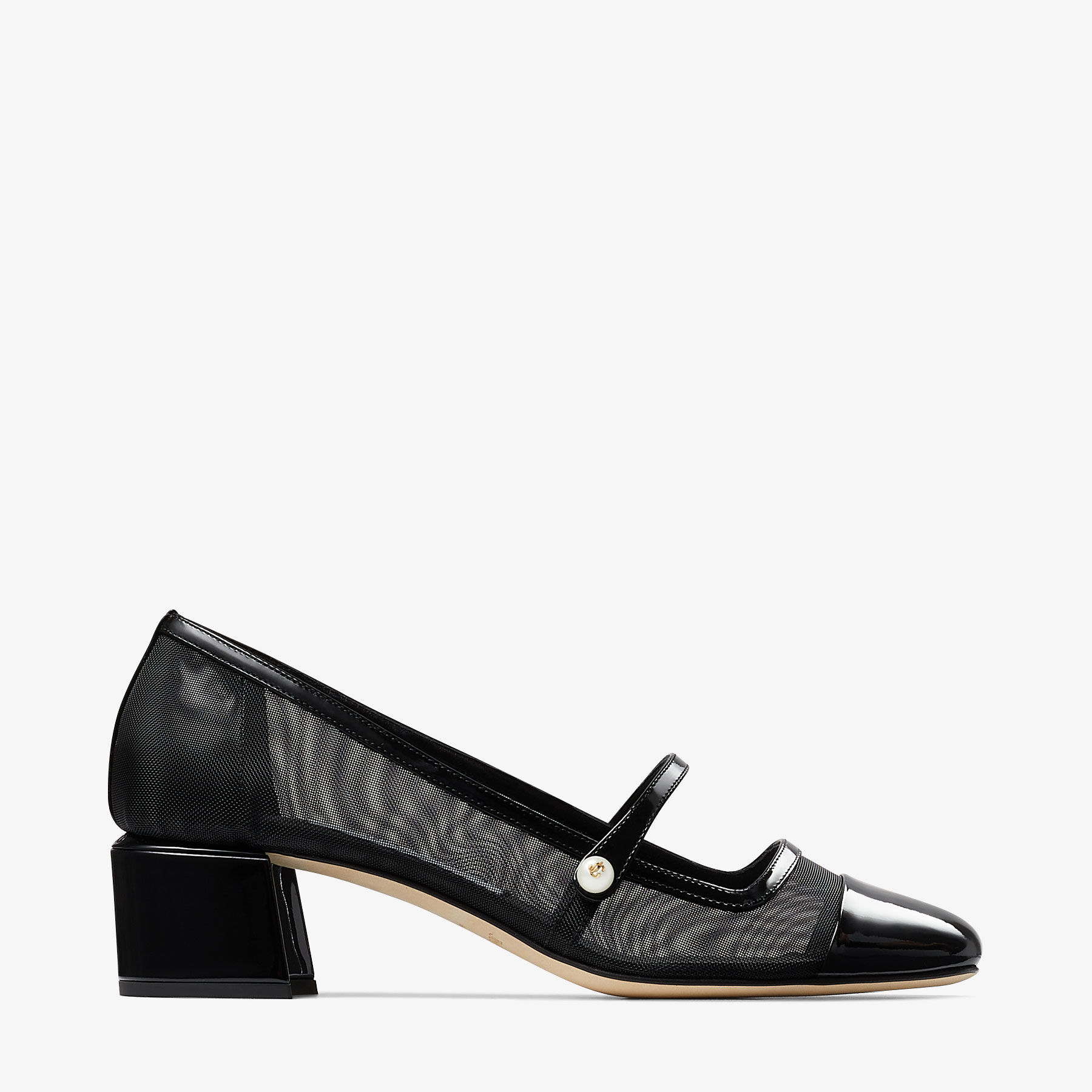 Elisa 45 | Black Patent and Mesh Pumps | JIMMY CHOO