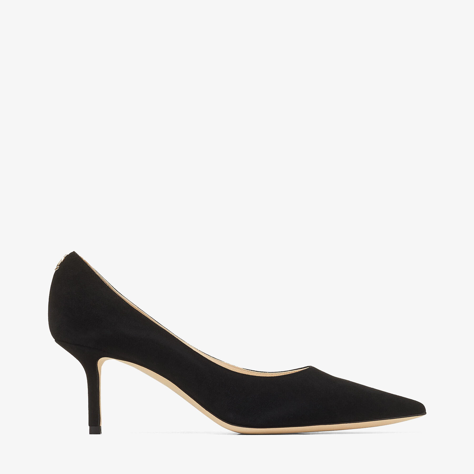 Black Suede Pointed pumps with JC Emblem | LOVE 65 | 24:7 Icons