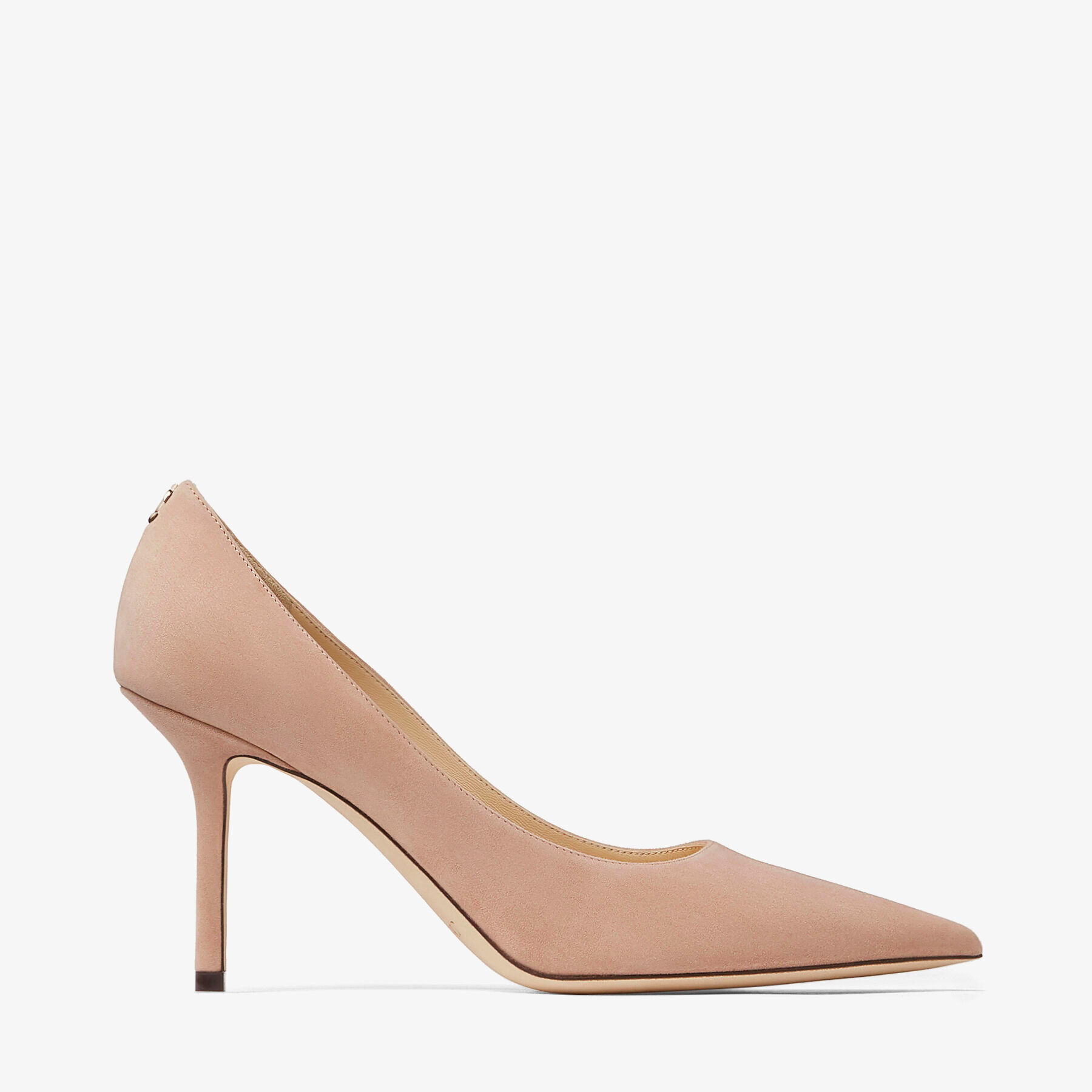 Ballet-Pink Suede Pointed Pumps with JC Emblem |LOVE 85 | Autumn