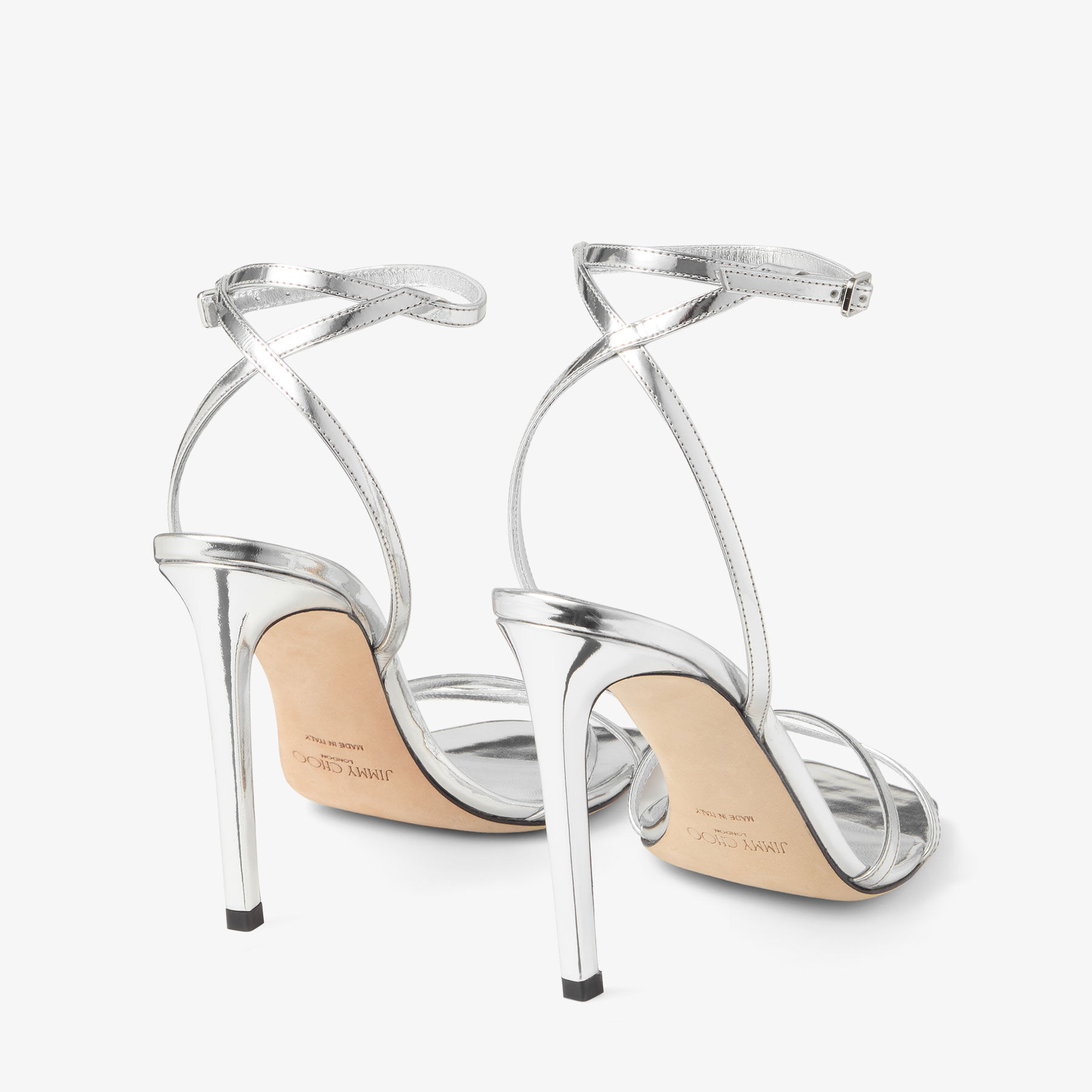 METZ 100 | Silver Liquid Metal Leather Sandal | JIMMY CHOO US
