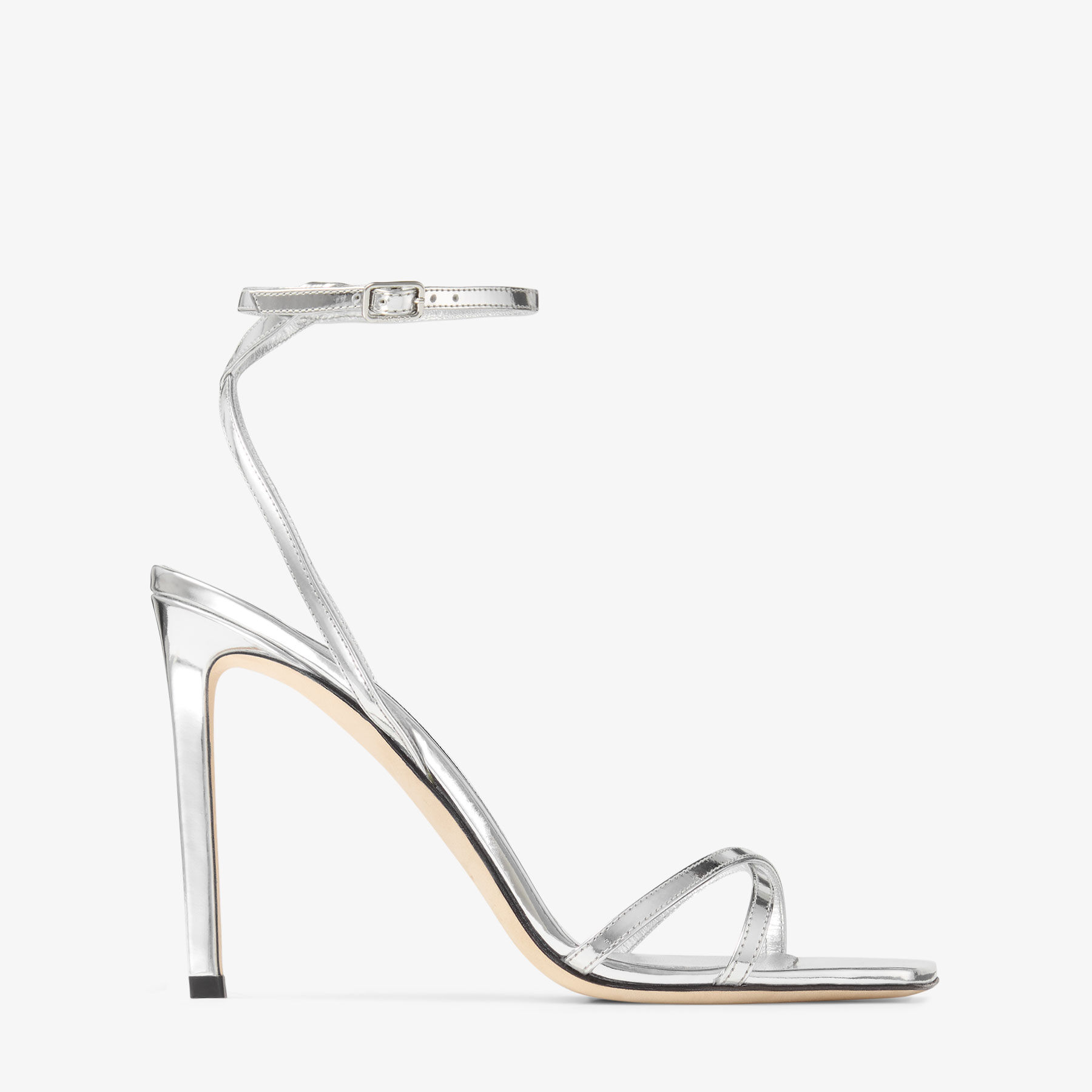 METZ 100 | Silver Liquid Metal Leather Sandal | JIMMY CHOO US