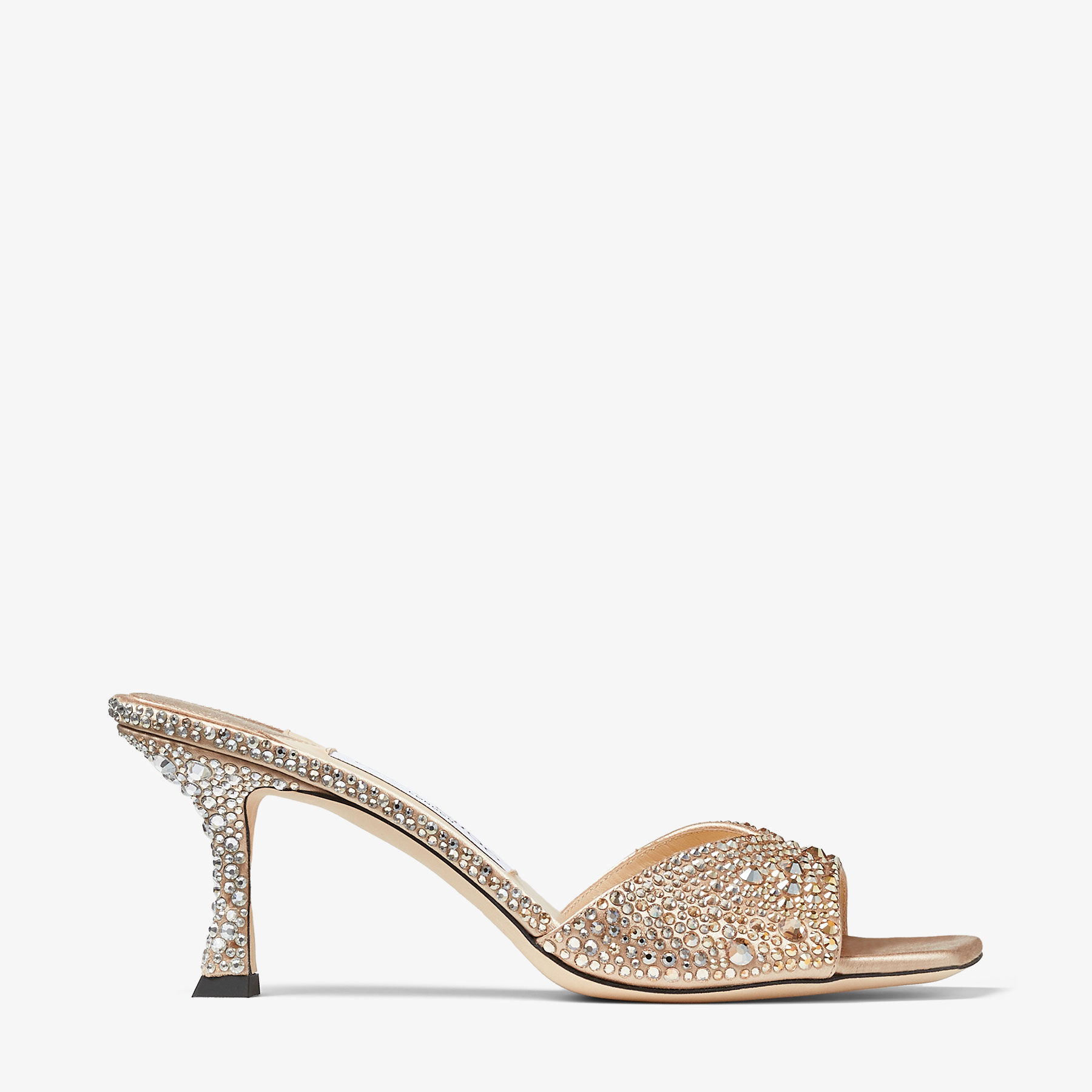 Skye 70|Gold/Crystal Satin Crystal Sandals| JIMMY CHOO