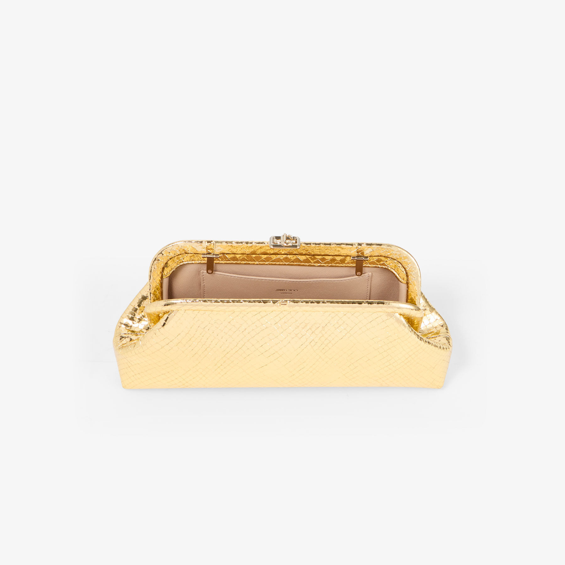 Skylar |Gold Candy Wrap Leather Clutch with Square JC Clasp