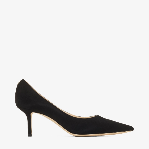 Black Suede Pointed pumps with JC Emblem | LOVE 65 | 24:7 Icons