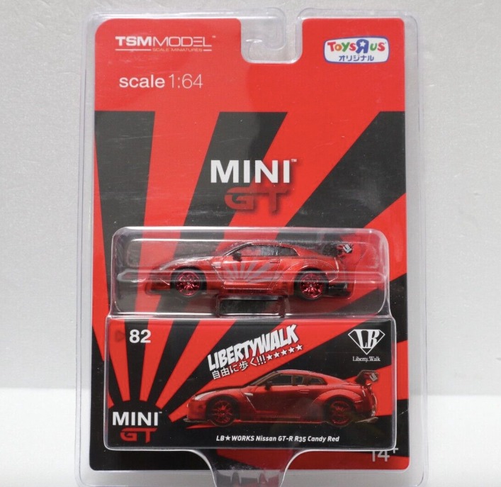 MINIGT 77 LBWK ニッサン GT-R R35キャンディレッド 1/64スケール MINI