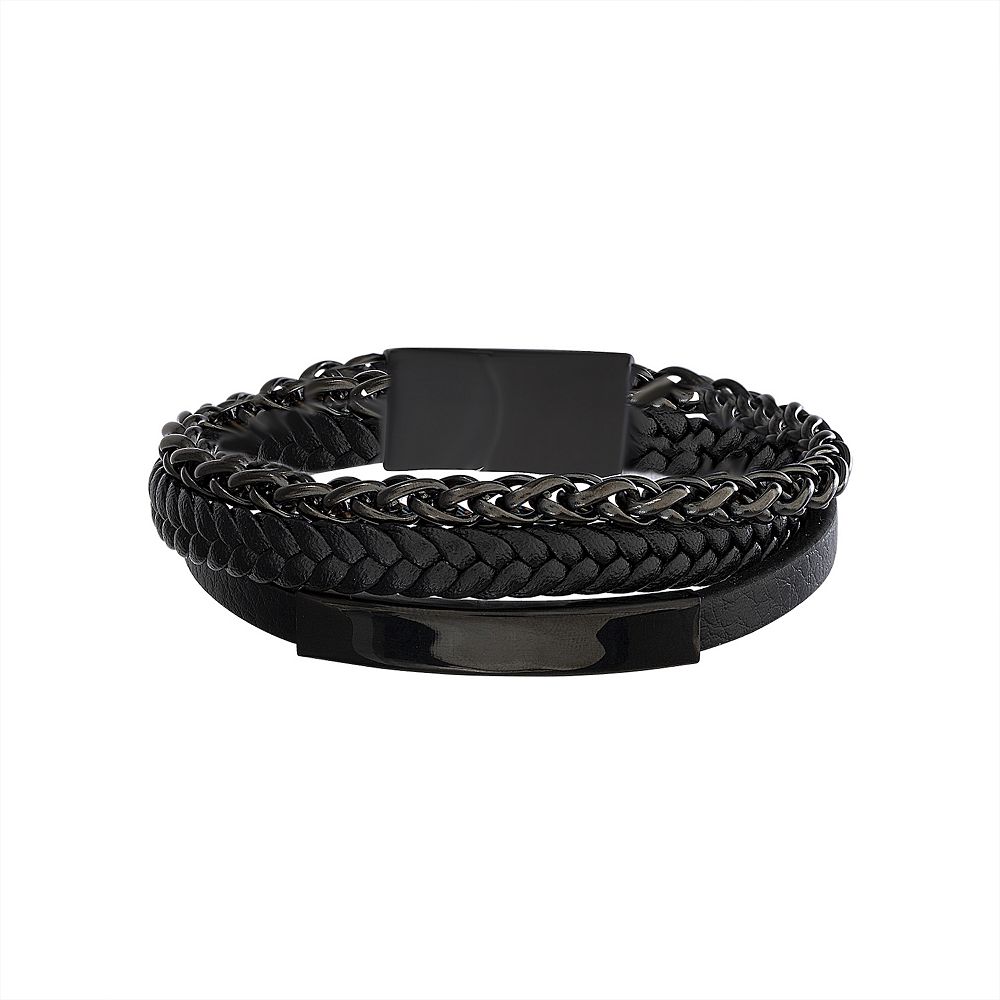 Men's STUDIO 1913 Black Ion Plated Stainless Steel & Leather