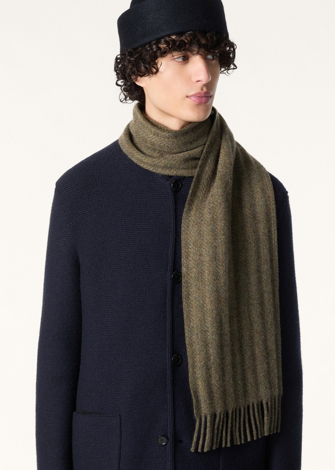 Barré Stripe Scarf Cashmere - Coarsehair Green Multicolour Melange