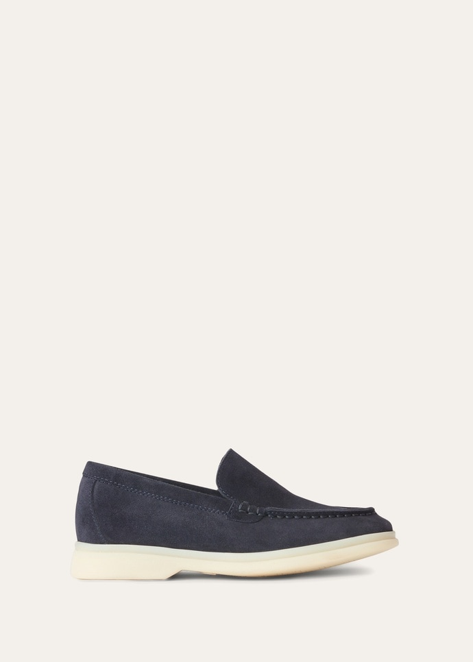 Kid's Summer Walk Loafer Suede Blue Navy | Loafers Loro Piana US