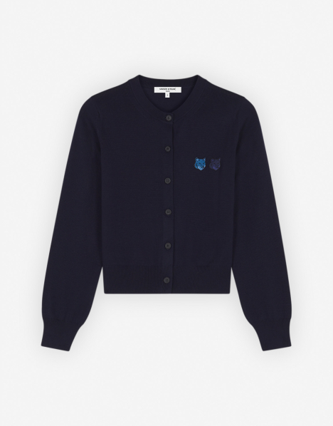DOUBLE BOLD FOX HEAD PATCH REGULAR CARDIGAN | Maison Kitsuné