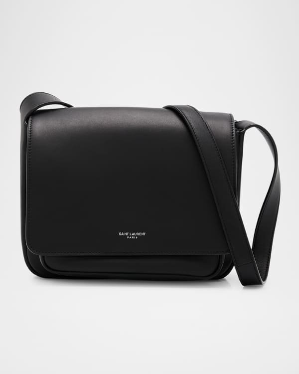 Saint Laurent Men's Large YSL Pouch on Strap in Leather | Neiman
