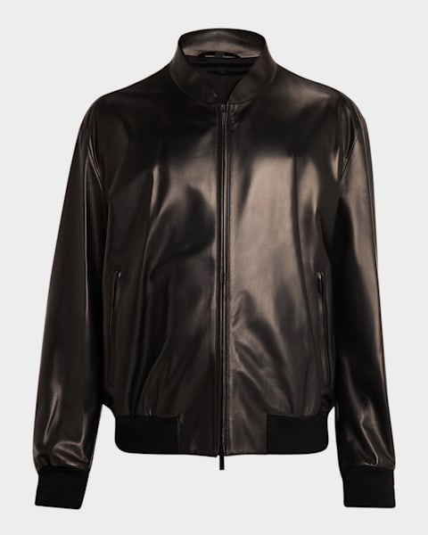 Emporio Armani Men's Suede and Wool-Knit Full-Zip Jacket | Neiman