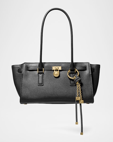 Giorgio Armani Teardrop Cutout Smooth Leather Shopper Tote Bag