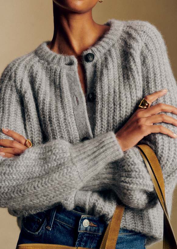 Emile Cardigan - Mottled Grey - Alpaca - Sézane