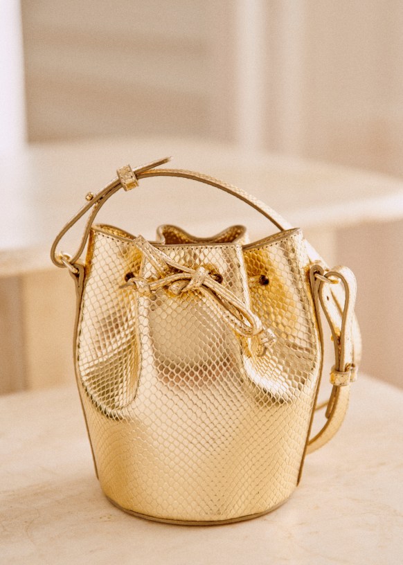 Farrow Micro Bag - Embossed Gold - Metallic-effect snake-embossed