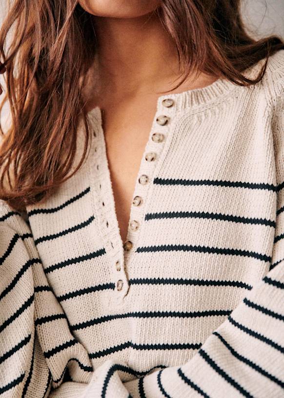 Léontine Jumper - Ecru / Navy - Organic cotton - organic textile