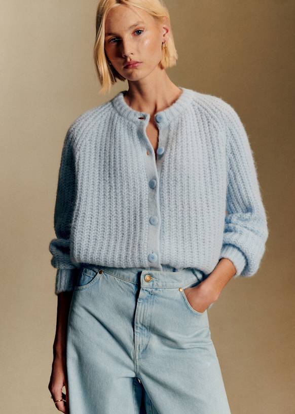 Emile Cardigan - Mottled Grey - Alpaca - Sézane