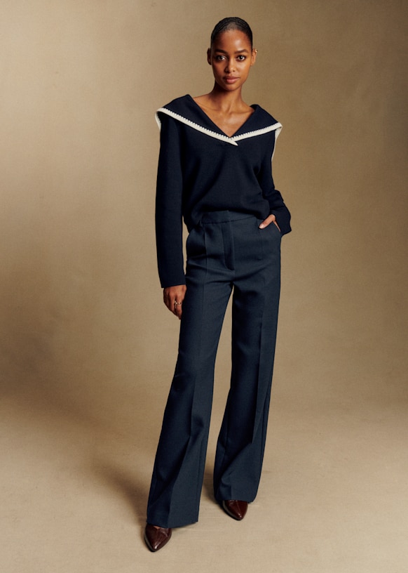 Matheo Trousers - Navy - Recycled polyester - Sézane