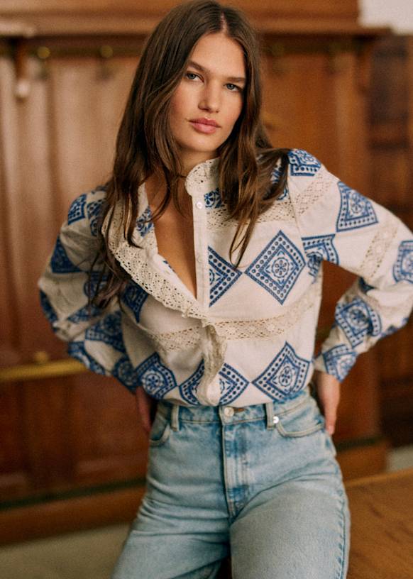 Chlo Shirt - Printed floral friezes - Cotton - Sézane