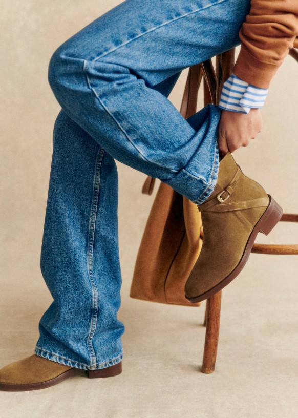 Eloane Low Boots - Taupe - Bovine leather - Sézane
