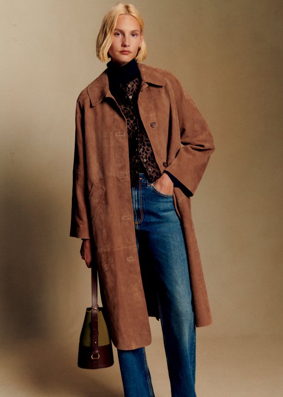 Clyde Coat - Burgundy - Lamb leather - Sézane