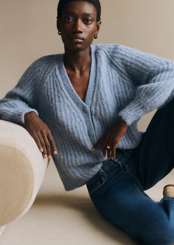 Basile Cardigan - Olive Green - Alpaca - Sézane