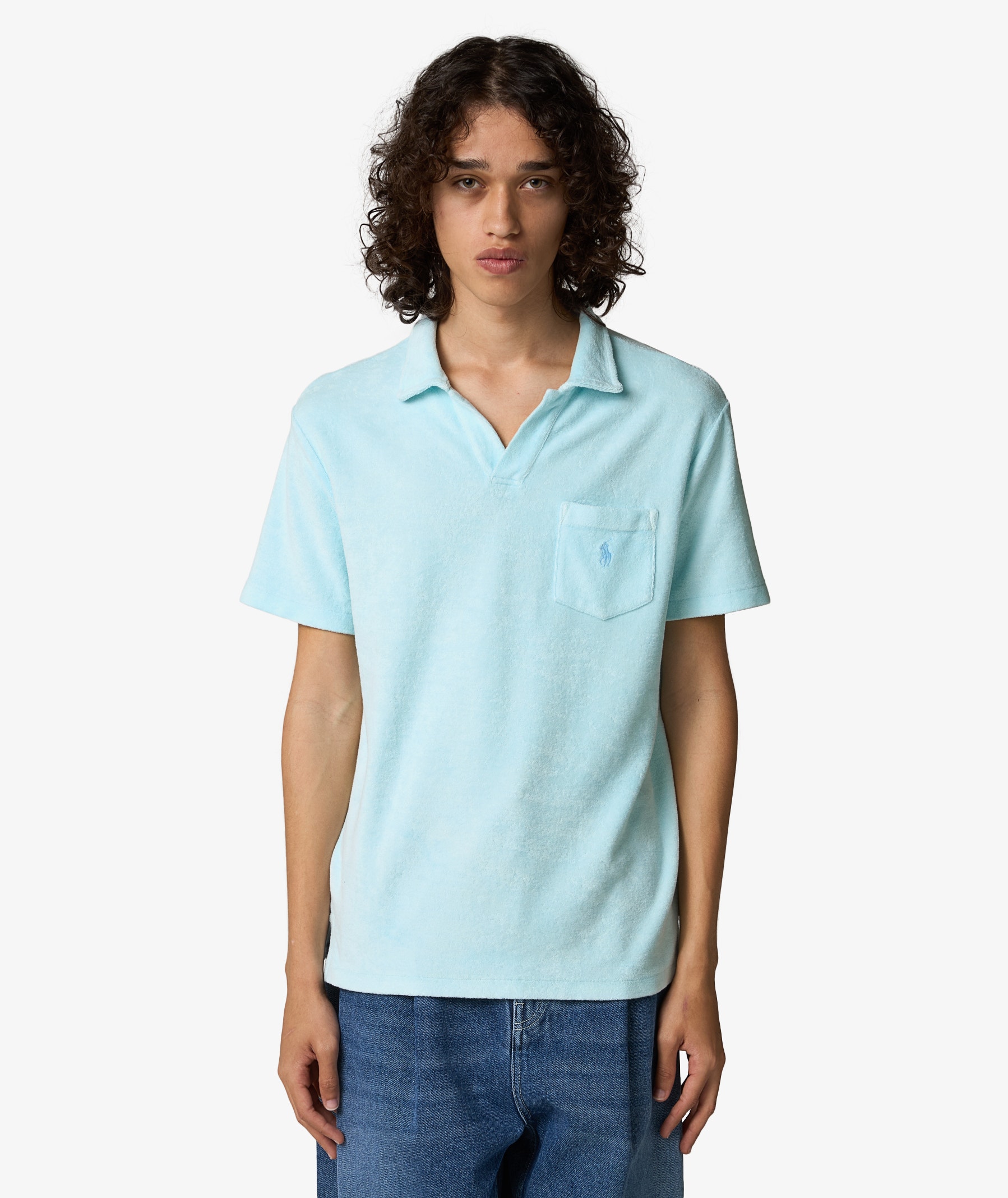 Polo Ralph Lauren Mineral-Dyed Terry Polo Shirt | Sky | SVD USA